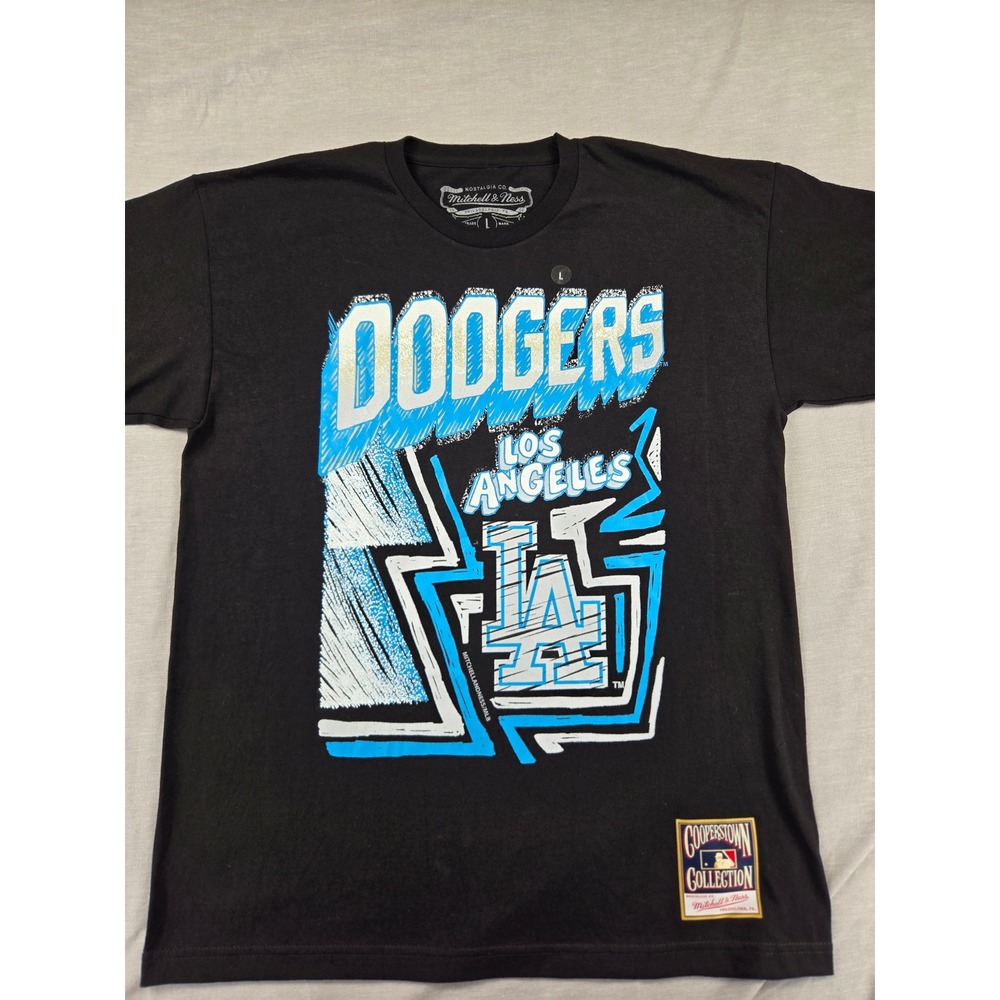 Mitchell & Ness Los Angeles Dodgers Cooperstown Collection Black T-Shirt Mens L - Picture 1 of 10